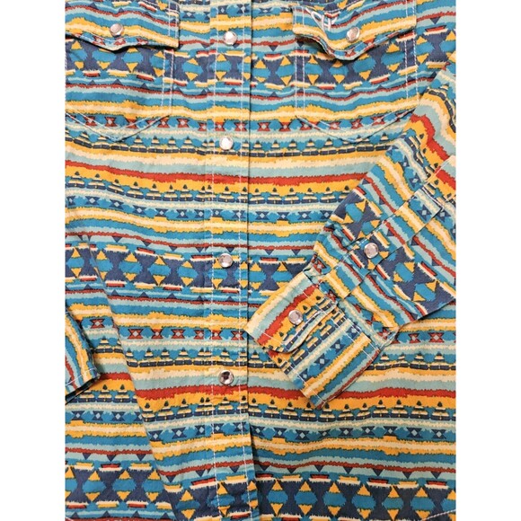 Cowgirl Hardware Western Rodeo Shirt Medium 7/8 Multicolored Pearl Snap Girls - Picture 3 of 5